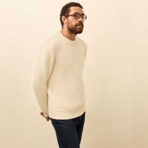 Men's Faherty Heirloom Organic Cotton Crewneck Sweater Bone Size XL